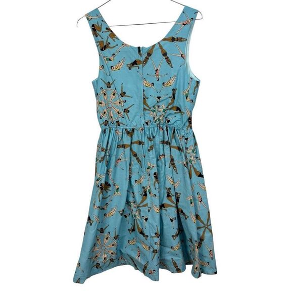 Modcloth x DupENNY Blue Synchronized Swimming Sleeveless Dress Size Small - Picture 3 of 6